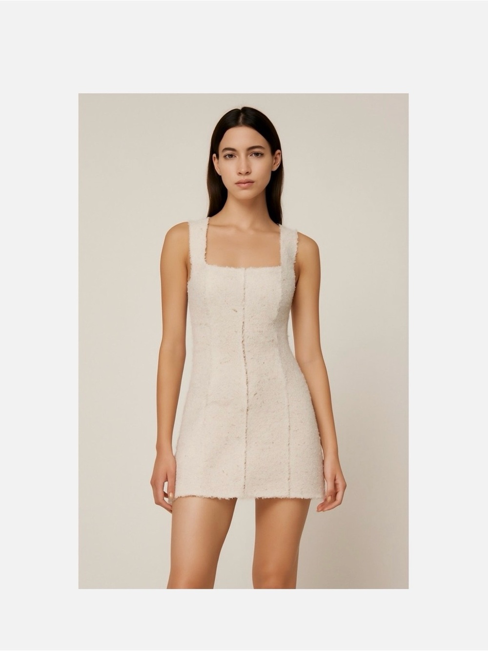 House of Harlow 1960 Cream Tweed Mini Dress | Sleeveless Bouclé Shift Dress